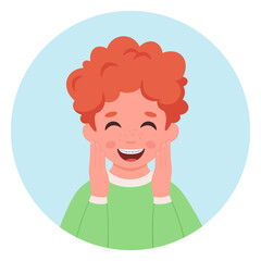 Boy with braces on teeth. Dental care. Vector illustration