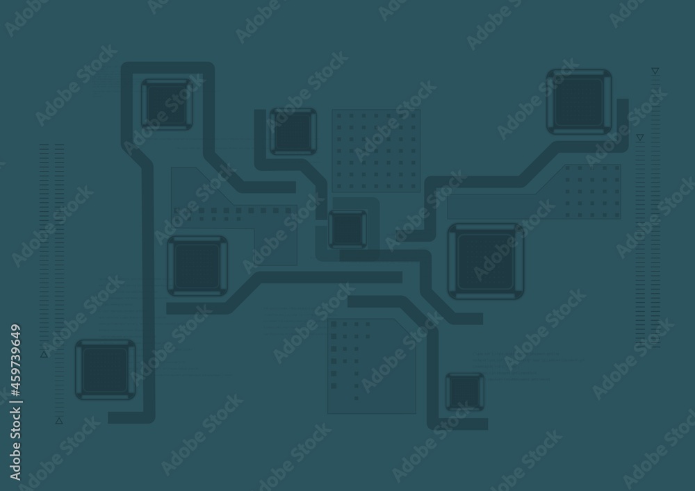 Poster composition of network of connections in computer on green background