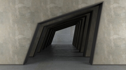 Fototapeta premium 3d rendering of Abstract sci-fi theme in geometric style