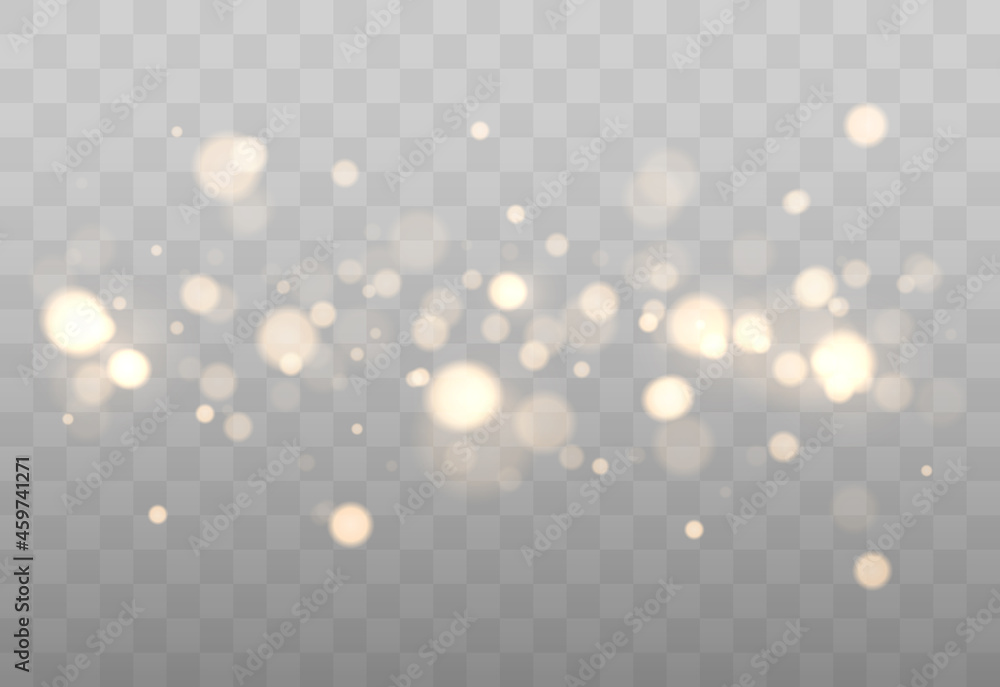Aufkleber shining bokeh isolated on transparent background. golden bokeh lights with glowing particles isolate