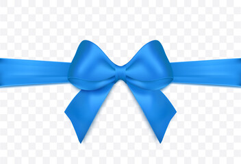 Blue Ribbon and Bow isolated. Vector Decoration for Gift Cards, for Gift Boxes or Christmas illustrations.