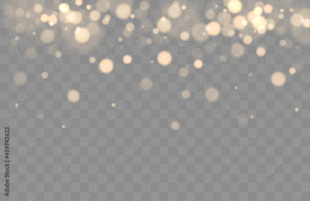 Aufkleber Shining bokeh isolated on transparent background. Golden bokeh lights with glowing particles isolated. Christmas concept