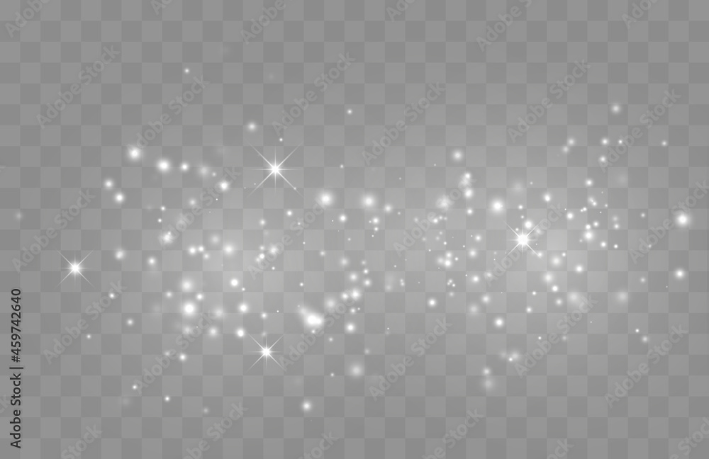 Poster Vector glowing stars. Glitter effect isolated on transparent background. Magic Christmas lights. Vector illustration