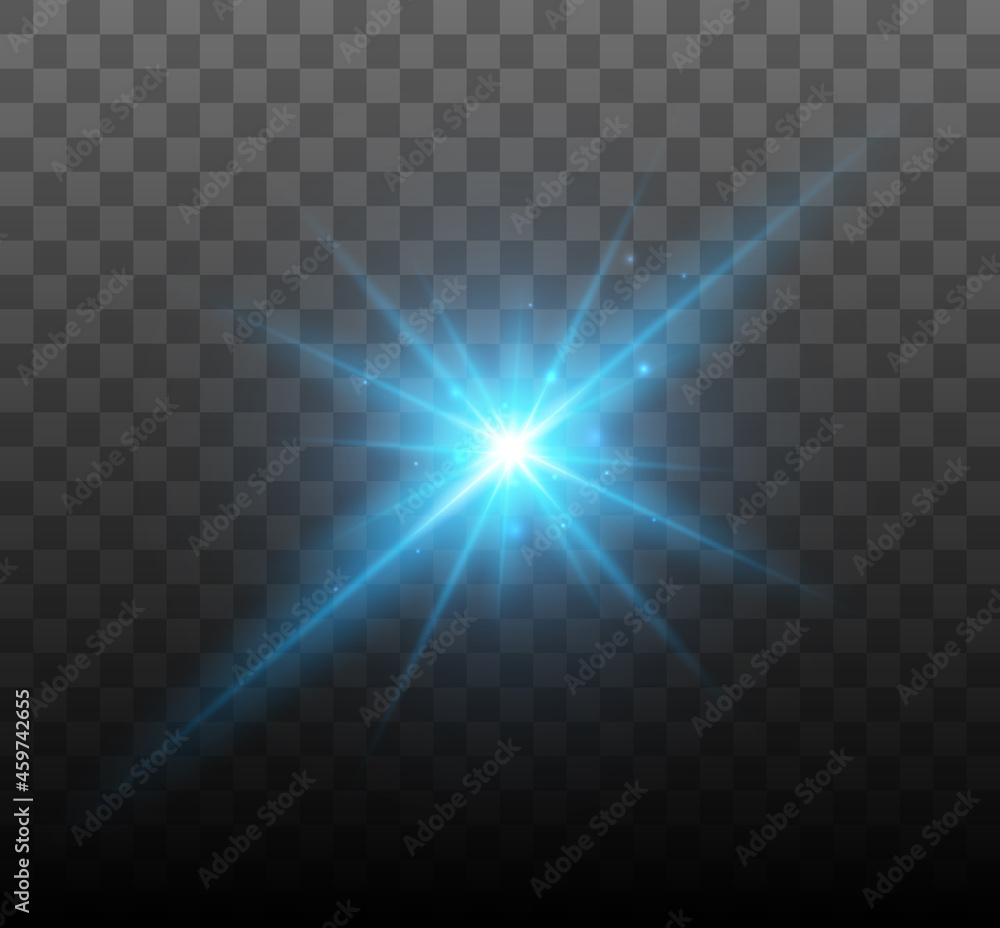 Poster Lens flare vector illustration. Glowing spark light effect isolated on transparent background.