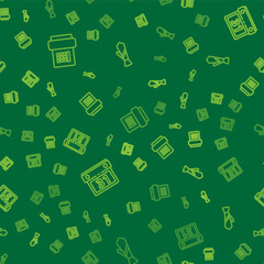 Set line Telephone, Calendar and Tie on seamless pattern. Vector