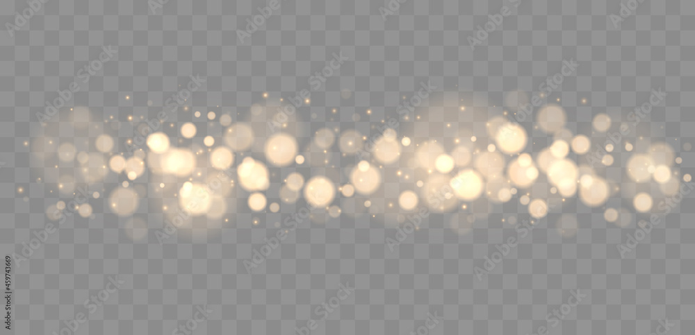 Aufkleber Shining bokeh isolated on transparent background. Golden bokeh lights with glowing particles isolated. Christmas concept