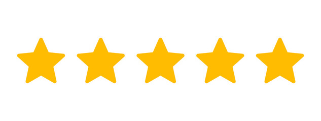 Star icon vector. Five stars rating icon vector. Gold rating stars. Vector illustration