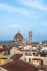 Fototapeta na wymiar View of the Duomo and Giotto's bell tower from the rooftops of Florence