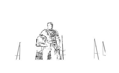 Obraz premium Building view with landmark of Kos is the island in Aegean Sea. Hand drawn sketch illustration in vector.