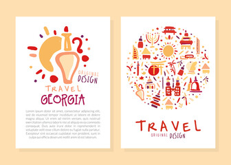 Travel to Different Country Hand Drawn Vector Template