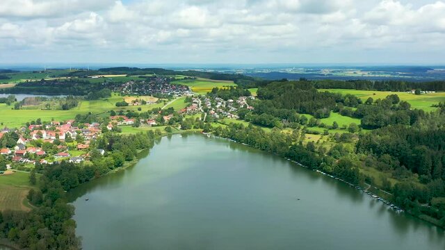 flight above the lake ilmensee bavaria germany