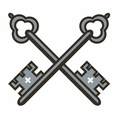 vintage crossed medieval key symbol vector design