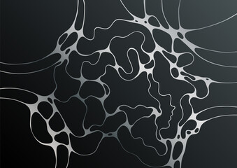 Silver black fluid structure artistic graphic design. Embossing effect.