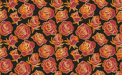 Tropical leaves and flower pattern