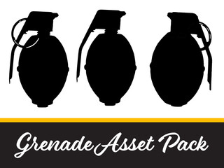 Grenade assortment. Modeled after actual grenades used by the United States Military. Includes traditional Pineapple Grenade and Frag Grenade.