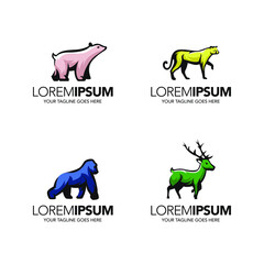 Obraz premium simple minimalist abstract line art wild animals logo design