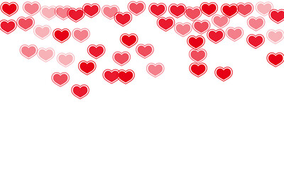 Beautiful red hearts falling vector illustration.