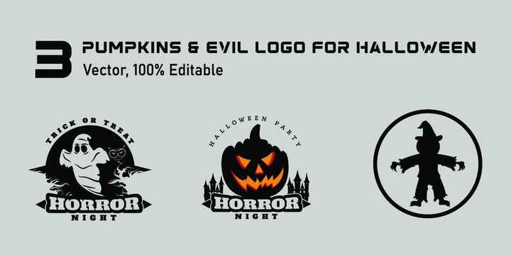 collection gost and pumpkin logo or gost and pumpkin icon for for halloween, Halloween icon set,symbol and vector,Can be used for web, print and mobile