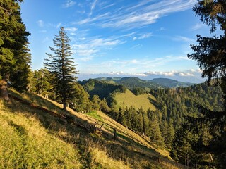 Schnebelhorn, Fischenthal Swizterland. beautiful hike in the zurich oberland with a view of the mountains. autumn 