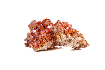 Macro mineral stone Vanadinite on a white background