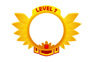 Gold game avatar, round royal frame level up template.