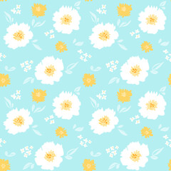 seamless pattern with camomiles and daisy flowers