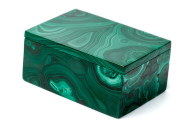 macro.malachite boxes on white background