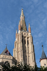 The tower of the "Church of Our Lady" in Bruges