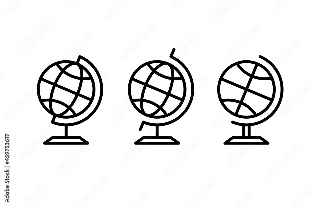 Poster globe line icon. earth globe icons vector set . globe symbol in flat design. outline icons. editable