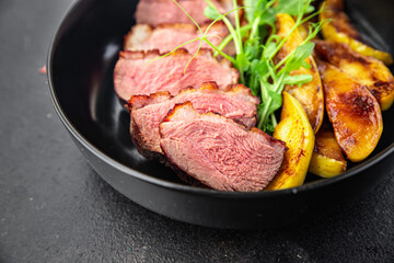 duck breast meat and garnish poultry second course fresh meal snack on the table copy space food background