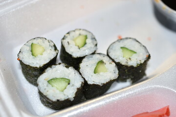 Japanese lunch sushi and salmon rolls