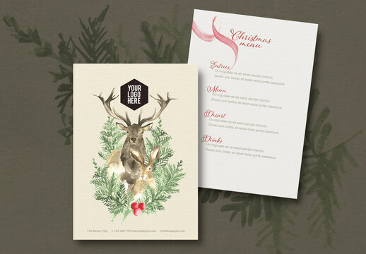Menu Christmas Deer Hare
