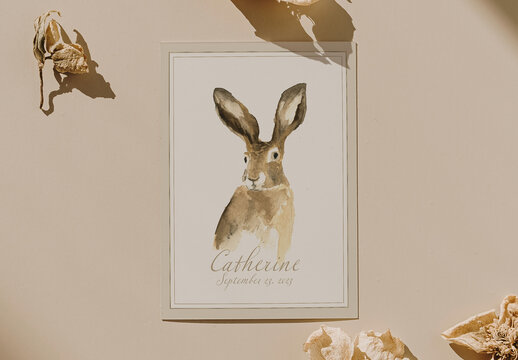 Poster Layour with Hare Illustration