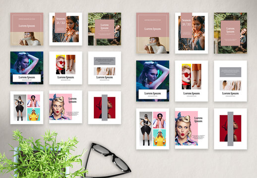 Fashion Social Media Square and Vertical Photo Posts Layout