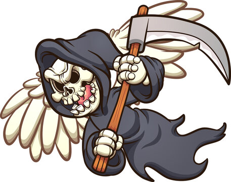 recommend clip art: Flying angel of death with scythe. Vector clip art illustration with simple gradients. All on a single layer.
                    