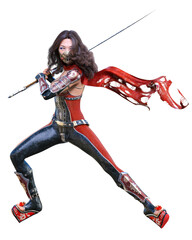 Obraz premium 3D japanese assassin woman render.