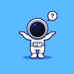 Cute astronaut with confused exspression on blue background