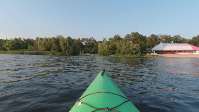 The kayak floats to the shore personal point of view