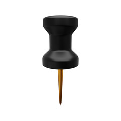 3D black pushpin illustration. Pushpin 3D icon. Isolated 3D illustration of black pushpin