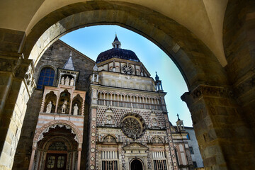 Fototapeta na wymiar Upper town (Citta Alta) of Bergamo in Italy, beautiful architecture 