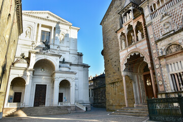 Upper town (Citta Alta) of Bergamo in Italy, beautiful architecture 
