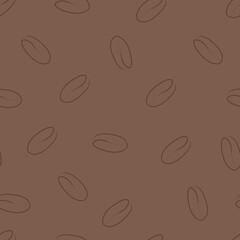 simple pattern with coffee beans in brown color, aromatic coffee on brown trendy background