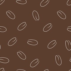 simple pattern with coffee beans in brown color, aromatic coffee on brown trendy background