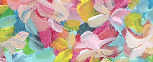 Gordijnen Art aquarel en acryl uitstrijkje vlek. Binnen schilderen. Abstracte textuur kleur vlek horizontale lange muur achtergrond. © Liliia