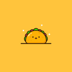Kawaii fast food cute taco illustration