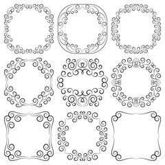 Vector set of square vintage elegant frames in art deco style