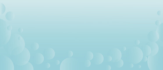 Blue sea background with bubbles in the form of circles with place for text. Flat cartoon vector for creating cover or web screensaver.