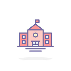 School building icon in filled outline style.