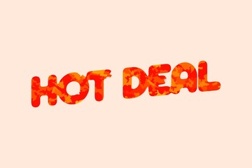 Hot deal with fire design offer deal vector label template