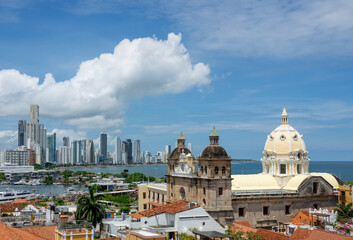 Fototapeta na wymiar Panoramic view of Cartagena de Indias skyline in Colombia